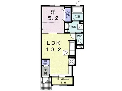 グランベルD(1LDK/1階)の間取り写真