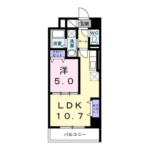 ウィングコート天王寺(1LDK/8階)の間取り写真