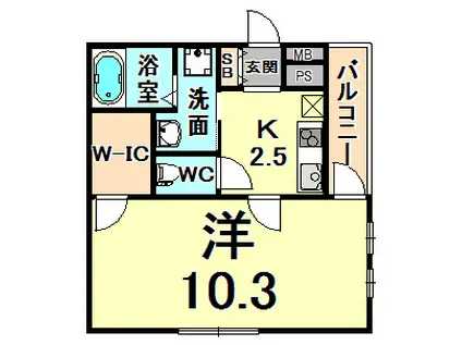 フジパレス立花町1番館(1K/2階)の間取り写真