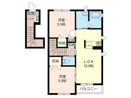 サンチェリーコート(2LDK/2階)の間取り写真