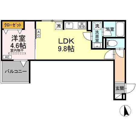 セレスティア徳丸 A(1LDK/2階)の間取り写真