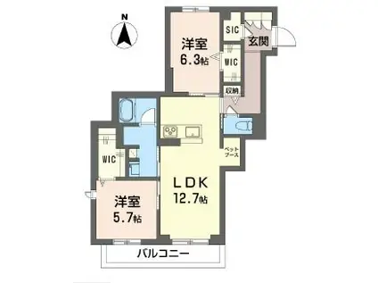 ＪＲ川越線 指扇駅 徒歩9分 3階建 新築(2LDK/2階)の間取り写真