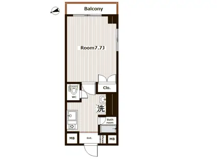 バレンタインハウス(1K/4階)の間取り写真