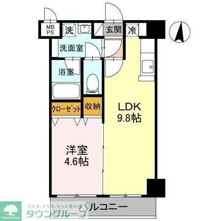 南越谷しののめ(1LDK/2階)の間取り写真
