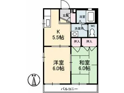 リーベン井口(2K/2階)の間取り写真