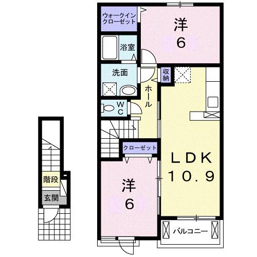 グローレB(2LDK/2階)の間取り写真