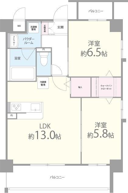 グラティ(2LDK/5階)の間取り写真