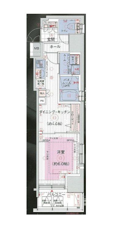 エステムプラザ芝公園(1DK/6階)の間取り写真