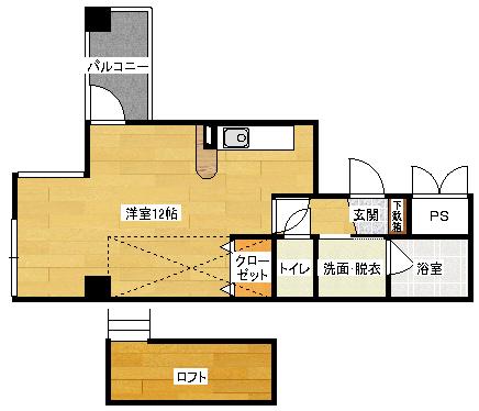 鉄砲町原田ビル(ワンルーム/9階)の間取り写真