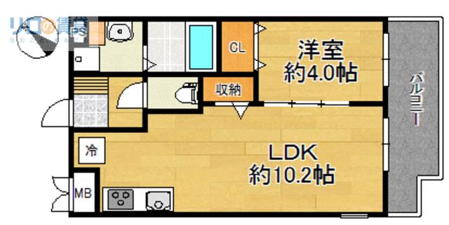 GRANDJETE売布(1LDK/1階)の間取り写真