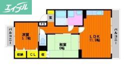 リーブロイヤル(2LDK/2階)の間取り写真