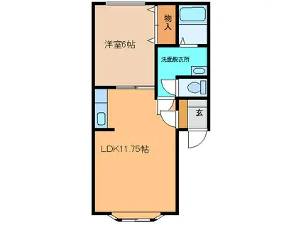 スペースYOU(1LDK/2階)の間取り写真