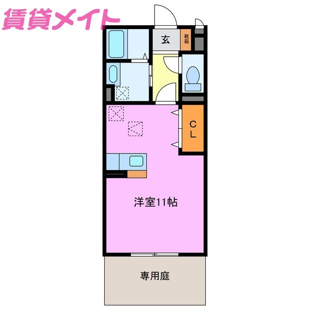 ボヌール アビテ D(ワンルーム/1階)の間取り写真