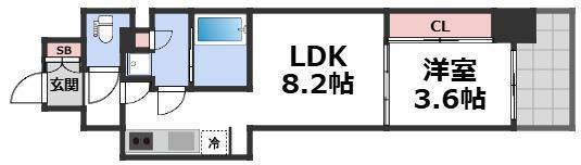 ミラージュパレス本町DEPART(1LDK/14階)の間取り写真