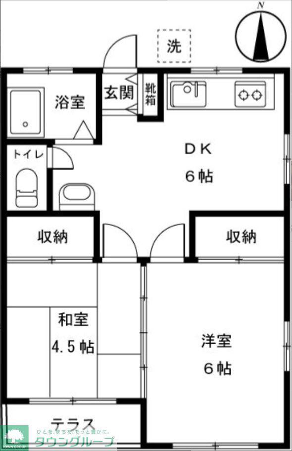 吉田コーポ(2DK/1階)の間取り写真