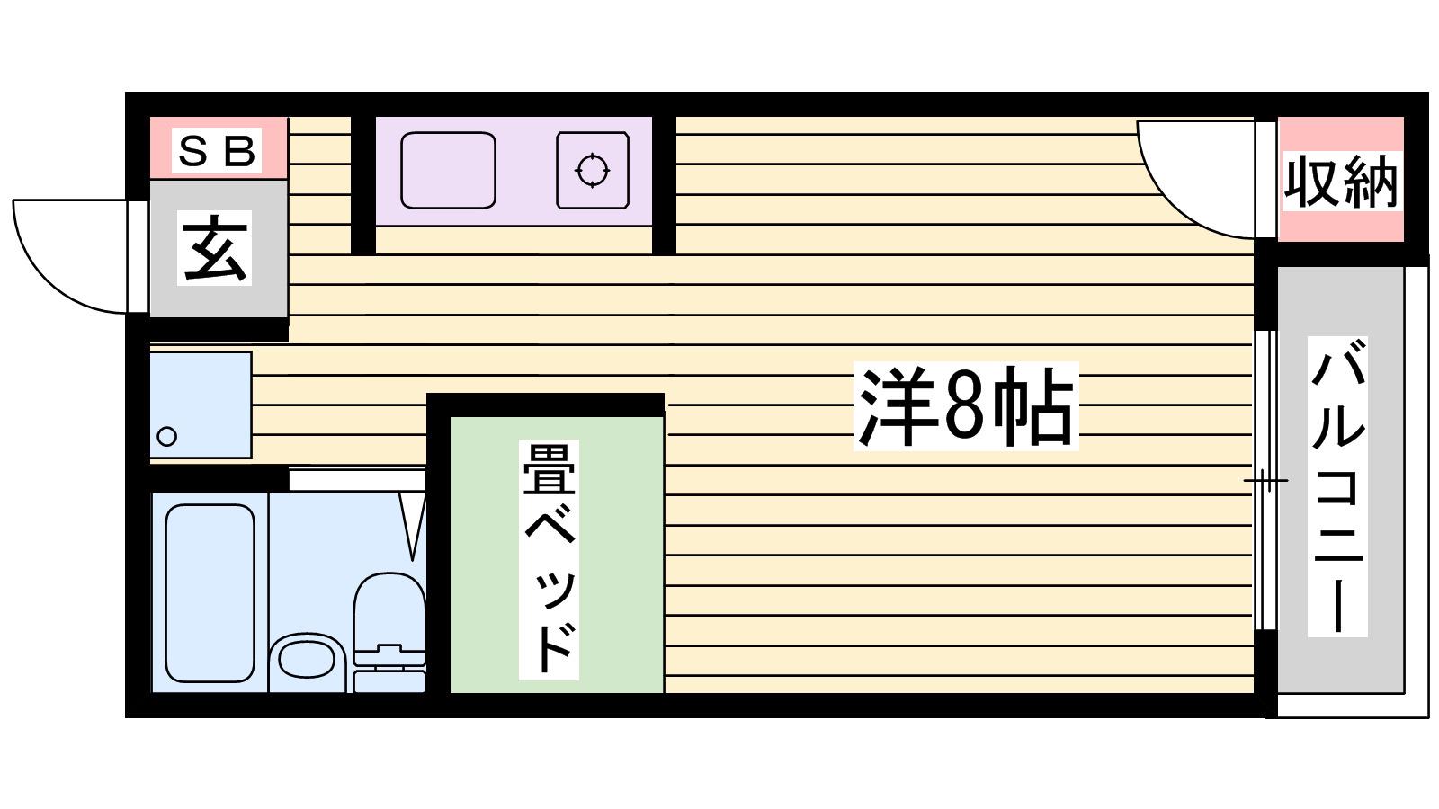 ジュネス新在家(1K/2階)の間取り写真