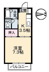 セフィラSSK A棟(1K/2階)の間取り写真
