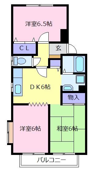 パセオアミ(3DK/2階)の間取り写真