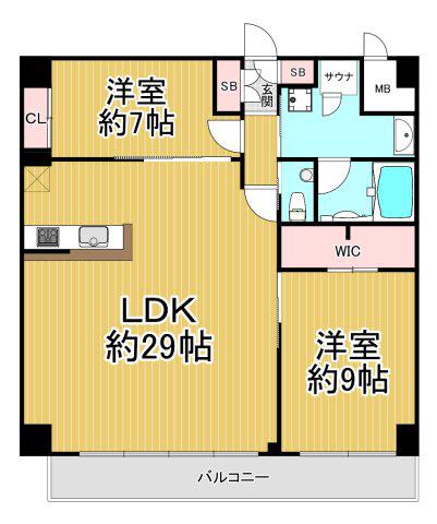 プレジオ西宮北口(2LDK/2階)の間取り写真