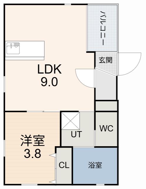 VERDE東陽(1LDK/1階)の間取り写真