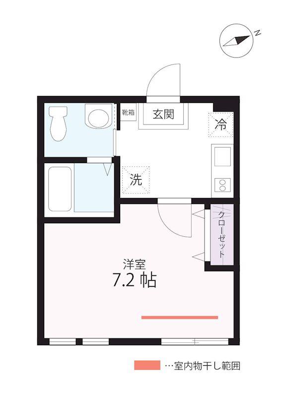 クワイエット クラブ ハウス ミックス 山手2(1K/1階)の間取り写真