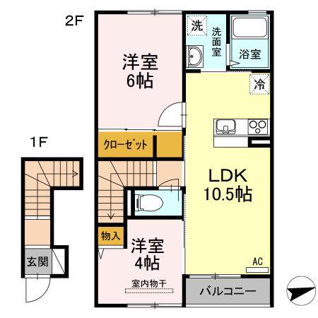 アゼリア旭田(2LDK/2階)の間取り写真