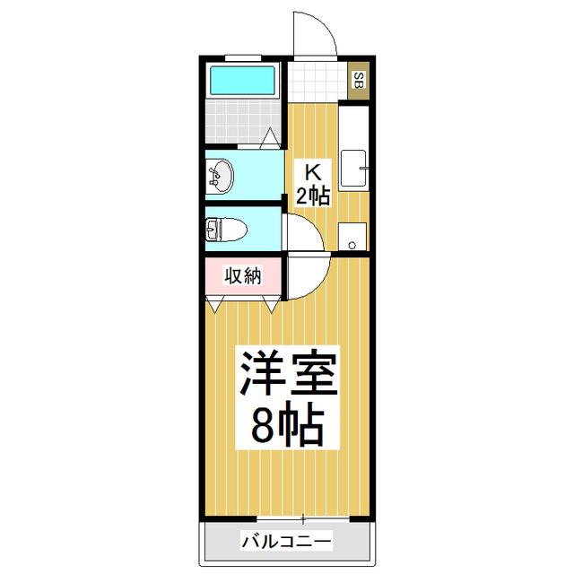 メイツハクビII B(1K/1階)の間取り写真
