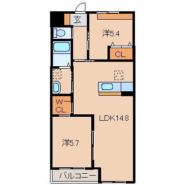 AISANCE(2LDK/1階)の間取り写真