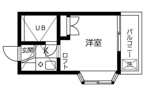 パピヨン豊町(1K/2階)の間取り写真