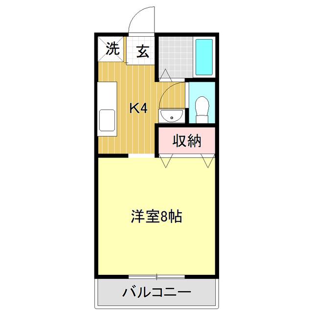 Kコーポ(1K/2階)の間取り写真