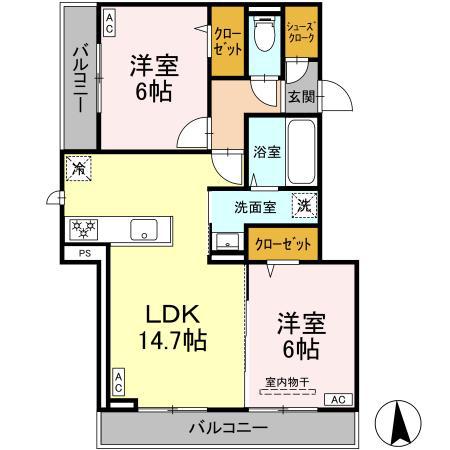 オルオルクラシキ(2LDK/2階)の間取り写真