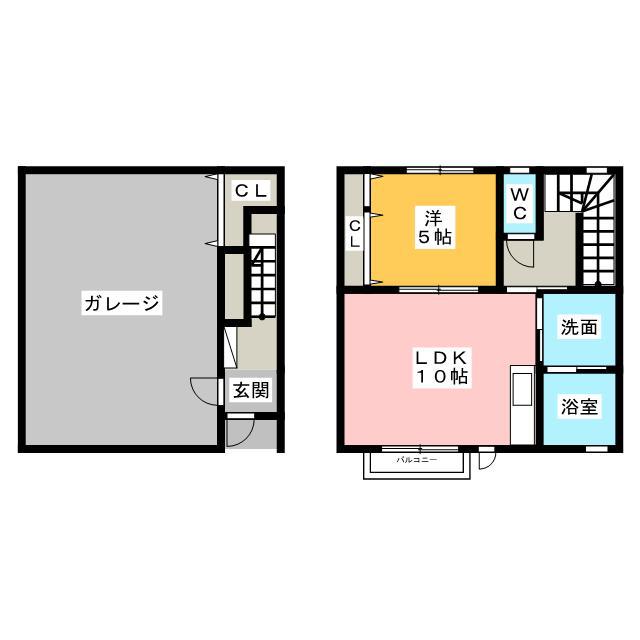 BASE HOUSE神立(1LDK/2階)の間取り写真