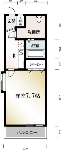ルミエール(1K/2階)の間取り写真