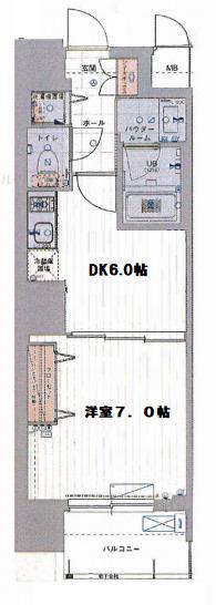 エスライズ西本町II(1DK/10階)の間取り写真