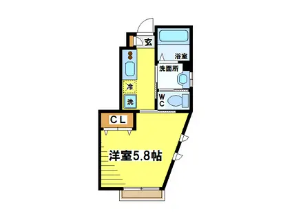 ラネージュ烏山II(1K/1階)の間取り写真