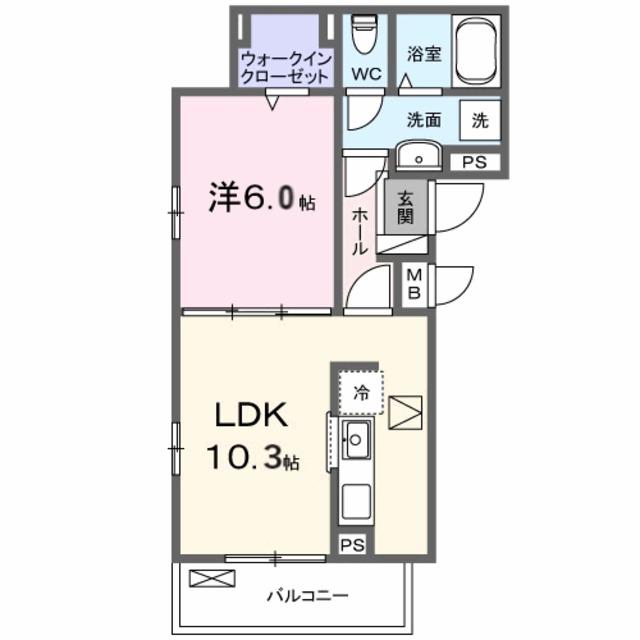 VILLA PURUMIE(1LDK/1階)の間取り写真