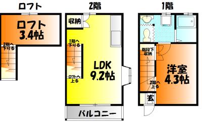 センターフィールド湊(1LDK/1階)の間取り写真