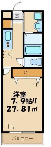 ソラレガーロ成城(1K/5階)の間取り写真