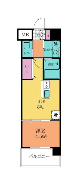 アクシオ三萩野II(1LDK/7階)の間取り写真