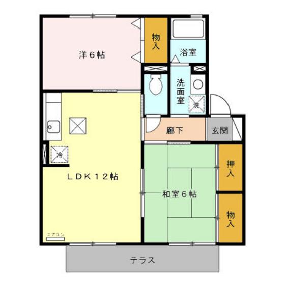 ソレイユ ルヴァン B(2LDK/1階)の間取り写真