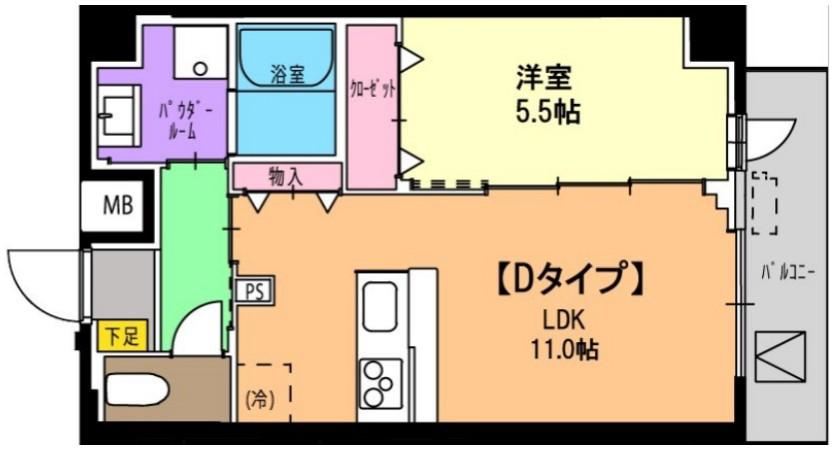 パラシオテルマス池上(1LDK/1階)の間取り写真