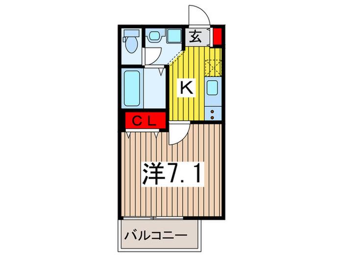ヒルズ浦和(1K/2階)の間取り写真