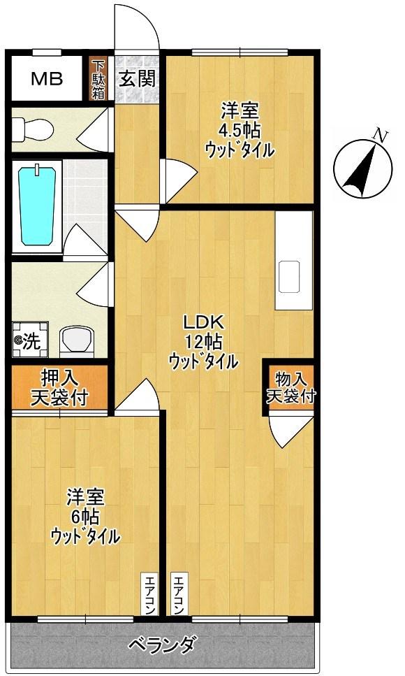 グランメール(2LDK/3階)の間取り写真