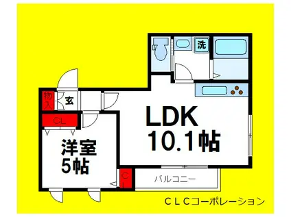 スカイメゾン(1LDK/3階)の間取り写真