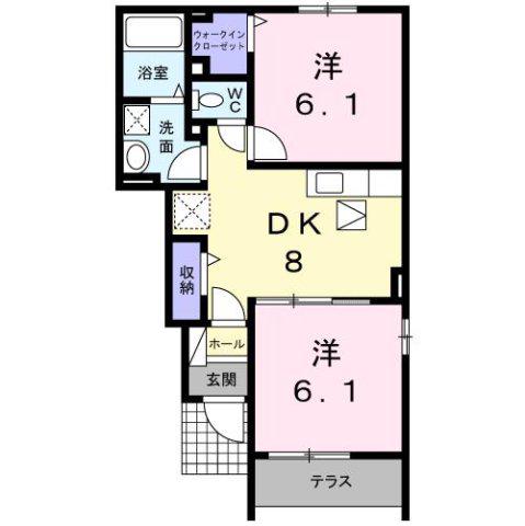 ボアソルテ(2DK/1階)の間取り写真