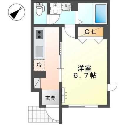 ESPOIR HILLS(1K/1階)の間取り写真