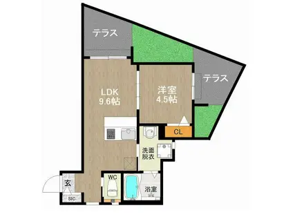 DREAMSTAGE博多南EIRA(1LDK/1階)の間取り写真