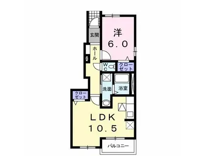 エルミタージュII(1LDK/1階)の間取り写真
