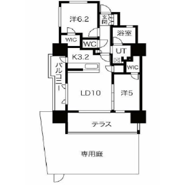 シティタワー西新 101号(2LDK/1階)の間取り写真