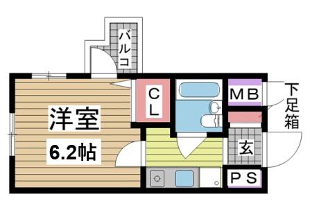 エスリード三宮第2(1K/9階)の間取り写真